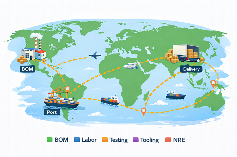 A Global Logistics Map Showing Factory Warehouse Port And Delivery Routes