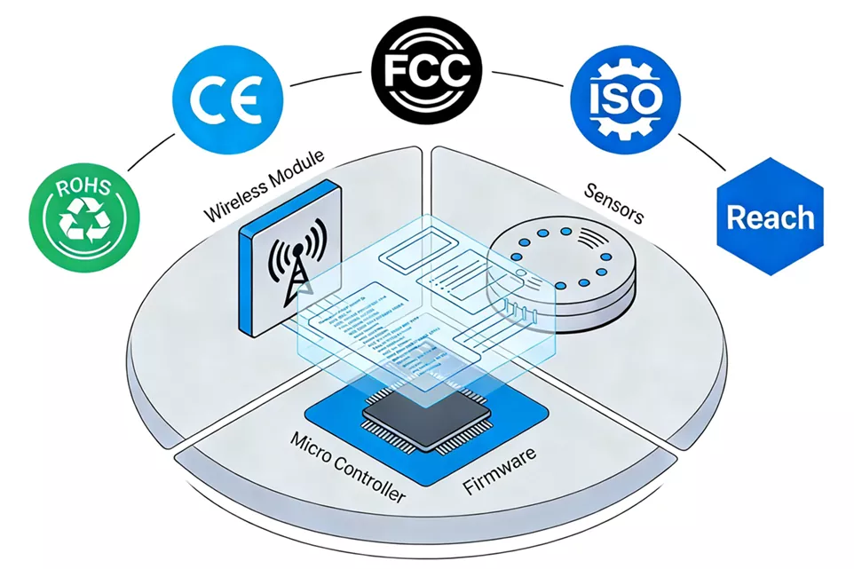 IoT Device Wireless Module Sensors MCU And Firmware Layers