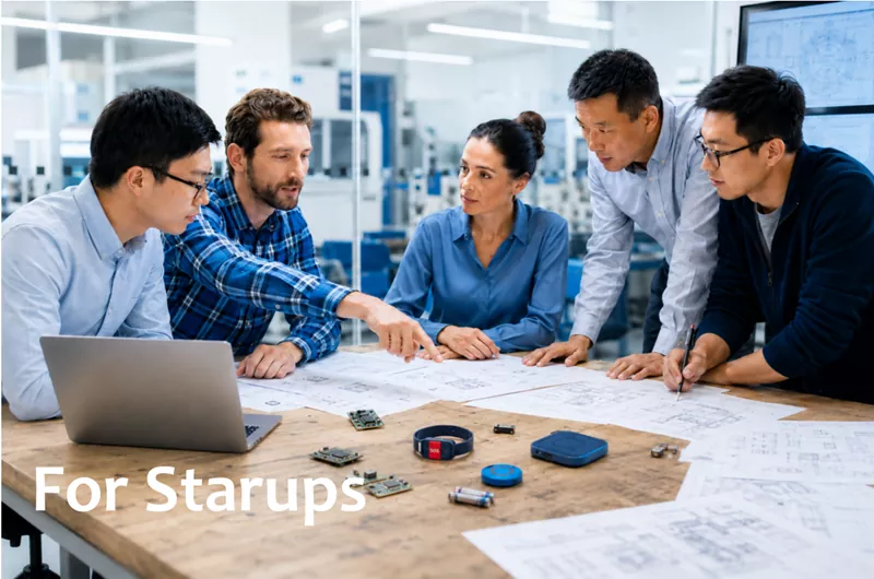 ODM Engineers And Startup Client Discussing IoT Prototype